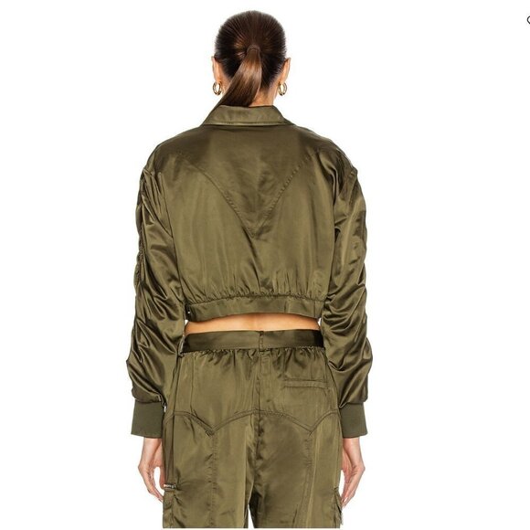 Retrofête Mia bomber jacket & Kira jogger satin set Army Green - Picture 5 of 16